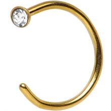 将图片加载到图库查看器，20G 5/16 Clear Gem Gold Anodized Titanium Nose Hoop

