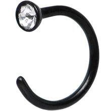 Load image into Gallery viewer, 20G 1/4 Clear Gem Black Anodized Titanium Nose Hoop
