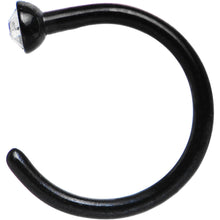 Load image into Gallery viewer, 20G 1/4 Clear Gem Black Anodized Titanium Nose Hoop
