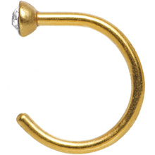 Load image into Gallery viewer, 20G 1/4 Clear Gem Gold Anodized Titanium Nose Hoop
