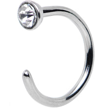 Load image into Gallery viewer, 20G 1/4 Clear Gem Stainless Steel Nose Hoop

