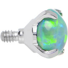 Load image into Gallery viewer, 14G 5mm Faux Green Prong Set Opal Titanium Dermal Top
