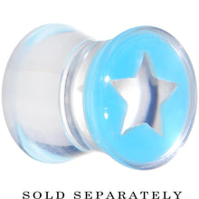Load image into Gallery viewer, Clear Light Blue Acrylic Wish on a Star Saddle Plug 2G to 20mm
