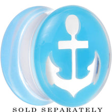 Load image into Gallery viewer, Clear Light Blue Acrylic Set Sail Nautical Anchor Saddle Plug Available in Sizes 6mm to 20mm
