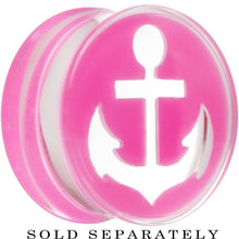 将图片加载到图库查看器，Clear Pink Acrylic Set Sail Nautical Anchor Saddle Plug Available in Sizes 6mm to 20mm
