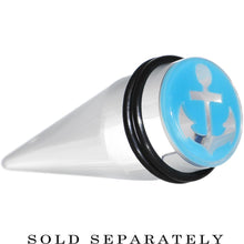 将图片加载到图库查看器，Clear Light Blue Acrylic Set Sail Nautical Anchor Taper 0G to 20mm
