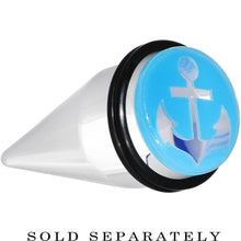 将图片加载到图库查看器，Clear Light Blue Acrylic Set Sail Nautical Anchor Taper 0G to 20mm
