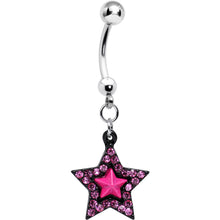 将图片加载到图库查看器，Pink Gem Pink Center Bellissima Black Star Dangle Belly Ring
