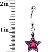 将图片加载到图库查看器，Pink Gem Pink Center Bellissima Black Star Dangle Belly Ring
