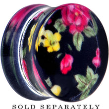 将图片加载到图库查看器，20mm Acrylic Black Multicolored Old Fashioned Flowers Saddle Plug
