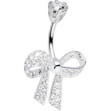 Load image into Gallery viewer, 925 Sterling Silver Clear CZ Sparkling Shoestring Bow Tie Belly Ring

