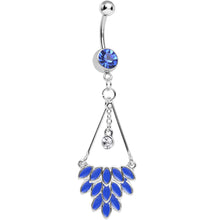 Load image into Gallery viewer, Blue Gem Caribbean Breeze Ladies Fan Dangle Belly Ring
