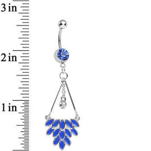 Load image into Gallery viewer, Blue Gem Caribbean Breeze Ladies Fan Dangle Belly Ring
