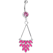 将图片加载到图库查看器，Pink Gem Caribbean Breeze Ladies Fan Dangle Belly Ring
