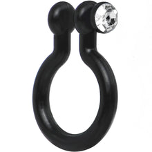 Load image into Gallery viewer, Clear Gem Black Bioplast Clip On Non-Pierced Fake Nose Ring Hoop
