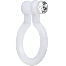 Load image into Gallery viewer, Clear Gem White Bioplast Clip On Non-Pierced Fake Nose Ring Hoop
