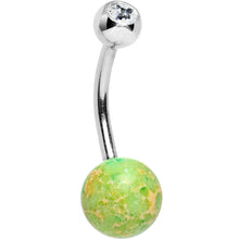 将图片加载到图库查看器，Clear Gem Galactic Light Green Stone Belly Ring
