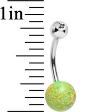 将图片加载到图库查看器，Clear Gem Galactic Light Green Stone Belly Ring
