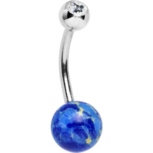 将图片加载到图库查看器，Clear Gem Blue Cerulean Cosmos Belly Ring
