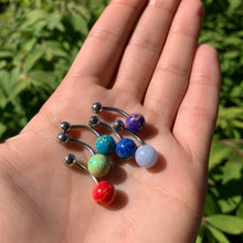将图片加载到图库查看器，Clear Gem Galactic Light Green Stone Belly Ring
