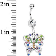 Load image into Gallery viewer, Clear Gem Dazzling Multicolored Butterfly Dangle Belly Ring
