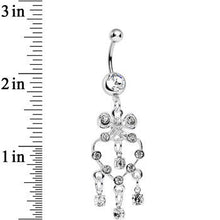 Load image into Gallery viewer, Clear Gem Bow Tie Decorative Hollow Heart Dangle Belly Ring
