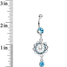 将图片加载到图库查看器，Aqua Gem Enchanted Open Tail Peacock Dangle Belly Ring

