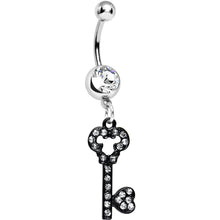 将图片加载到图库查看器，Clear Gem Eternal Secret Black Key Dangle Belly Ring
