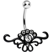 将图片加载到图库查看器，Clear Gem Sparkling Black Genesis Lace Belly Ring
