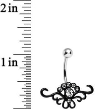将图片加载到图库查看器，Clear Gem Sparkling Black Genesis Lace Belly Ring

