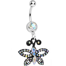 Load image into Gallery viewer, Aurora Gem Sublime Sparkling Black Butterfly Dangle Belly Ring
