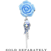 Load image into Gallery viewer, Aqua Gem Angel Wing and Aqua Rose Flower Single Flare Dangle Plug Sizes 6mm to 16mm
