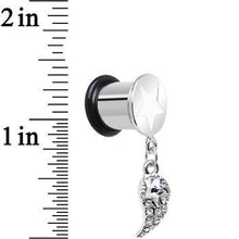 Load image into Gallery viewer, Clear Gem Angel Wing and White Star Single Flare Dangle Plug Sizes 5mm to 14mm

