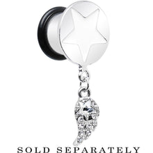 Load image into Gallery viewer, Clear Gem Angel Wing and White Star Single Flare Dangle Plug Sizes 5mm to 14mm
