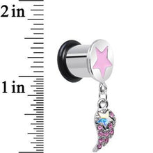 Load image into Gallery viewer, Pink Gem Angel Wing and Pink Star Single Flare Dangle Plug Sizes 5mm to 14mm
