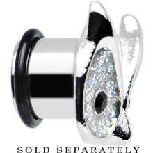 Load image into Gallery viewer, 1/2 Clear Glitter Festive Owl Single Flare Steel Plug
