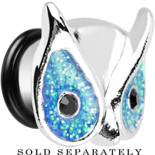Load image into Gallery viewer, 1/2 Aqua Glitter Festive Owl Single Flare Steel Plug
