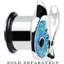 Load image into Gallery viewer, 1/2 Aqua Glitter Festive Owl Single Flare Steel Plug
