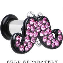 Load image into Gallery viewer, 4G Pink Gem Paved Fancy Mustache Single Flare Steel Plug
