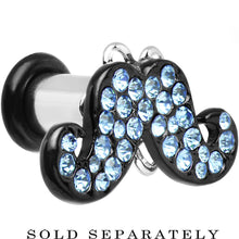 Load image into Gallery viewer, 4G Aqua Gem Paved Fancy Mustache Single Flare Steel Plug
