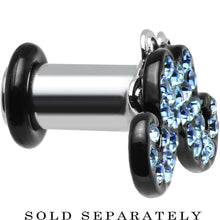 Load image into Gallery viewer, 4G Aqua Gem Paved Fancy Mustache Single Flare Steel Plug
