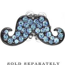 Load image into Gallery viewer, 4G Aqua Gem Paved Fancy Mustache Single Flare Steel Plug

