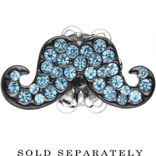 Load image into Gallery viewer, 2G Aqua Gem Paved Fancy Mustache Single Flare Steel Plug
