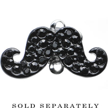 Load image into Gallery viewer, 2G Black Gem Paved Fancy Mustache Single Flare Steel Plug
