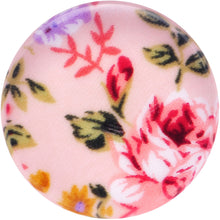 Load image into Gallery viewer, 24mm Acrylic Pink Grandma's Wallpaper Flowered Saddle Plug
