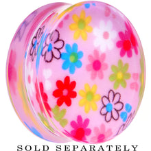 Load image into Gallery viewer, 32mm Acrylic Pink Multicolored Flower Power Saddle Plug
