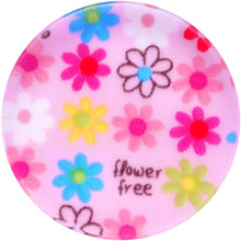 Load image into Gallery viewer, 38mm Acrylic Pink Multicolored Flower Power Saddle Plug
