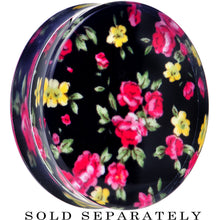 Load image into Gallery viewer, 44mm Acrylic Black Multicolored Old Fashioned Flowers Saddle Plug
