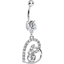 Load image into Gallery viewer, Clear Gem Bright Twisted by Love Heart Dangle Belly Ring
