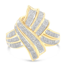 将图片加载到图库查看器，10K Yellow Gold Diamond Bypass Cocktail Ring (1 1/5 Cttw, I-J Color, I2-I3 Clarity) - Size 8
